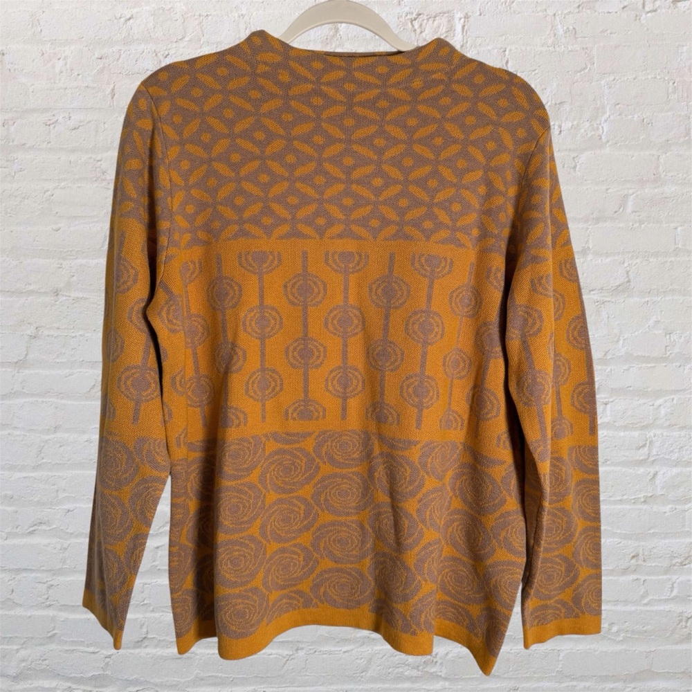 SUNDAY By Godske Jumper Size XL Yellow Gold Geometric Knit High Neck Nordic